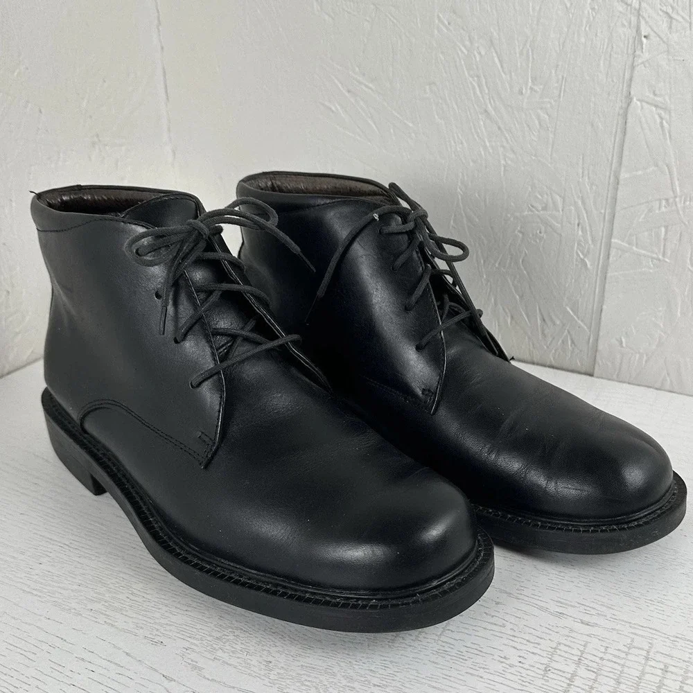 Bill Blass Mens 9‎ Wilshire Chukka Black Leather Boots Lace Up Dress Boot Shoe